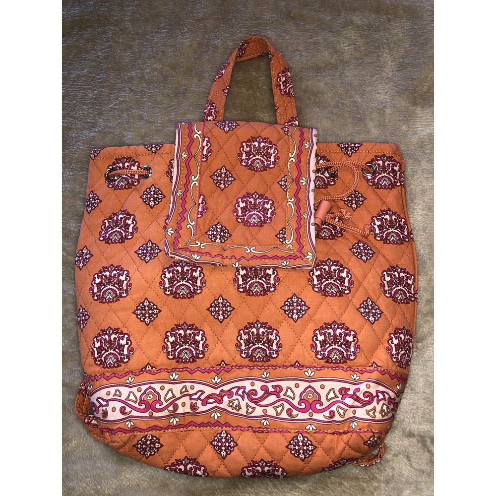 Bueno Collection Purse Backpack Orange drawstring Quilted Nice! - Picture 8 of 8